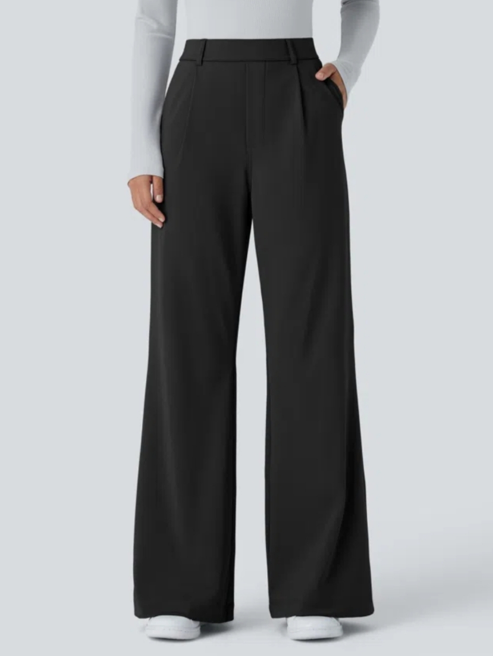 Halara Flex DayStretch High Waisted Pocket Work Flare Pants Black Size Large NWT